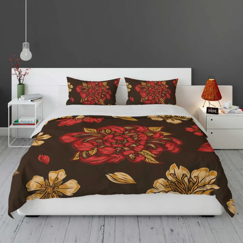 Japanese Vintage Floral Sakura Design Bedding Set 1