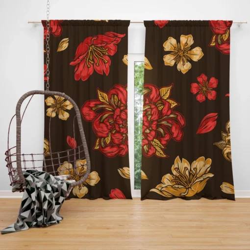 Japanese Vintage Floral Sakura Design Curtain