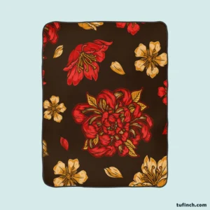 Japanese Vintage Floral Sakura Design Fleece Blanket 1