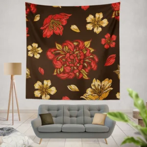 Japanese Vintage Floral Sakura Design Wall Tapestry