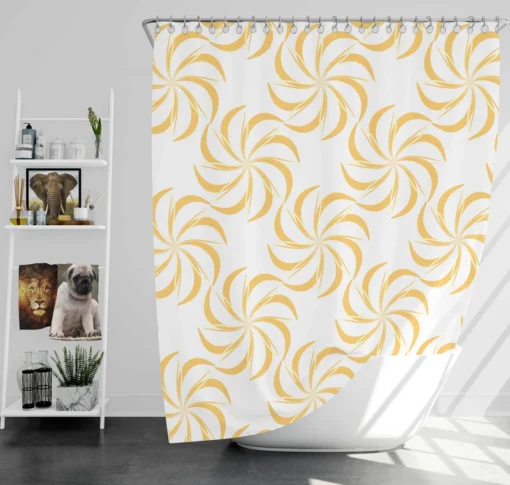 Japanese Yellow Spinning Shower Curtain