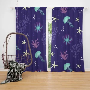 Jellyfish Marine Animals Curtain