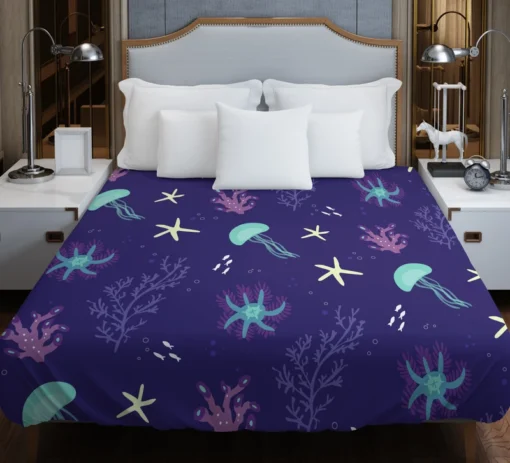 Jellyfish Marine Animals Duvet Cover