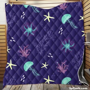 Jellyfish Marine Animals Quilt Blanket