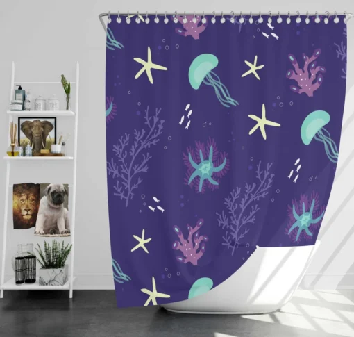 Jellyfish Marine Animals Shower Curtain