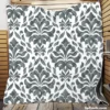 Jet Grey Damask Pattern Quilt Blanket