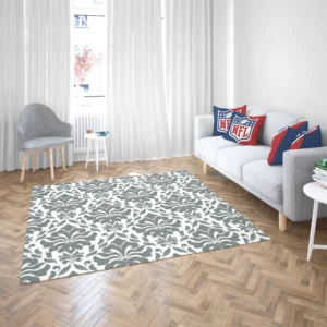 Jet Grey Damask Pattern Rug 2