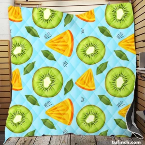 Kiwi And Orange Sliced Quilt Blanket