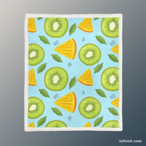 Kiwi And Orange Sliced Sherpa Fleece Blanket 1