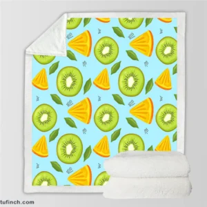 Kiwi And Orange Sliced Sherpa Fleece Blanket