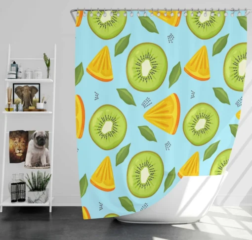 Kiwi And Orange Sliced Shower Curtain