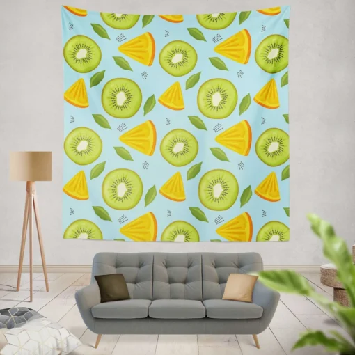 Kiwi And Orange Sliced Wall Tapestry