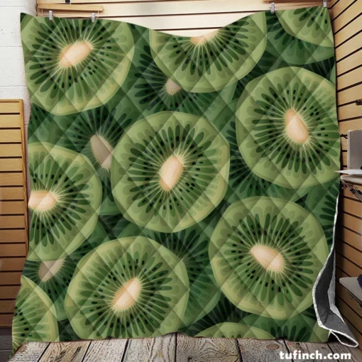 Kiwi Circle Sliced Quilt Blanket