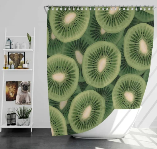 Kiwi Circle Sliced Shower Curtain