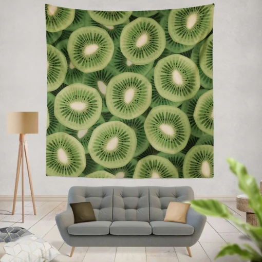 Kiwi Circle Sliced Wall Tapestry