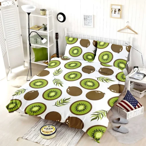 Kiwi Digital Greenery Design Bedding Set