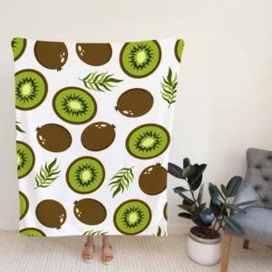 Kiwi Digital Greenery Design Fleece Blanket