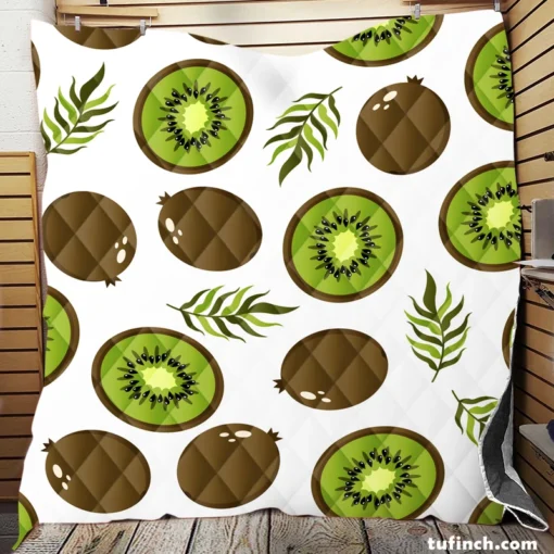 Kiwi Digital Greenery Design Quilt Blanket