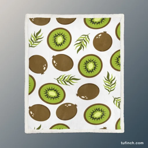 Kiwi Digital Greenery Design Sherpa Fleece Blanket 1