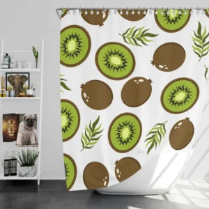 Kiwi Digital Greenery Design Shower Curtain