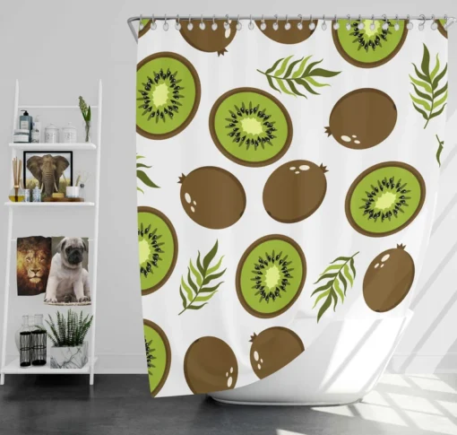 Kiwi Digital Greenery Design Shower Curtain