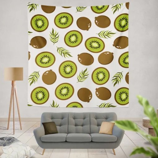 Kiwi Digital Greenery Design Wall Tapestry