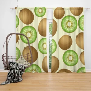 Kiwi Fruit And Sliced Pattern Curtain