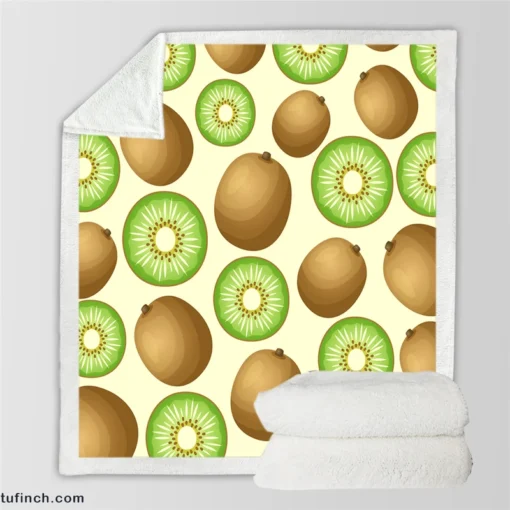 Kiwi Fruit And Sliced Pattern Sherpa Fleece Blanket