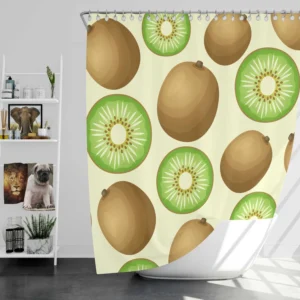 Kiwi Fruit And Sliced Pattern Shower Curtain