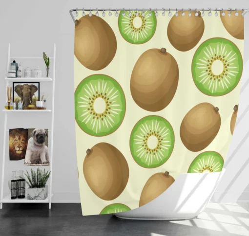 Kiwi Fruit And Sliced Pattern Shower Curtain