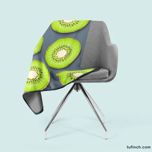 Kiwi Fruit Circle Sliced Fleece Blanket 2