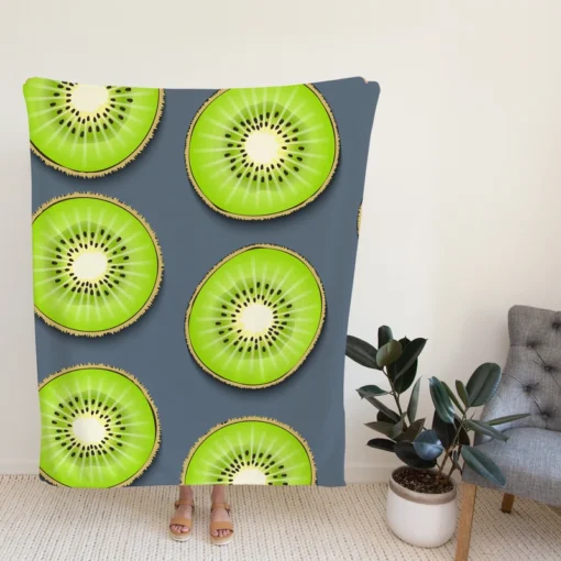 Kiwi Fruit Circle Sliced Fleece Blanket