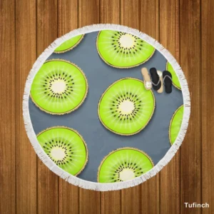 Kiwi Fruit Circle Sliced Round Beach Towel