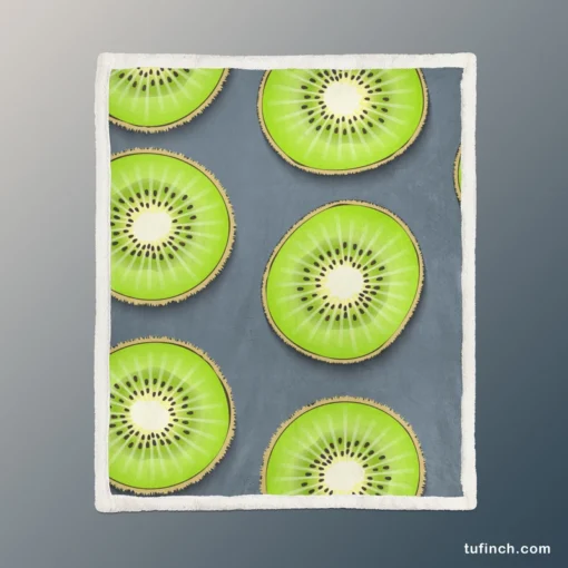 Kiwi Fruit Circle Sliced Sherpa Fleece Blanket 1