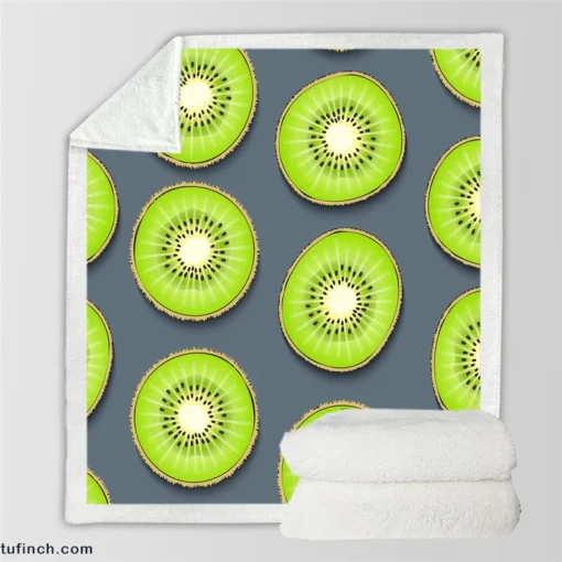 Kiwi Fruit Circle Sliced Sherpa Fleece Blanket