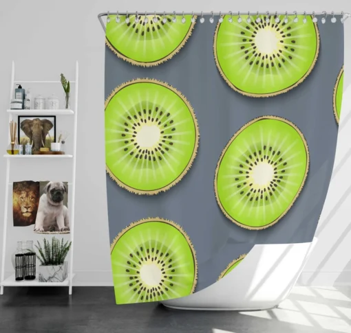 Kiwi Fruit Circle Sliced Shower Curtain