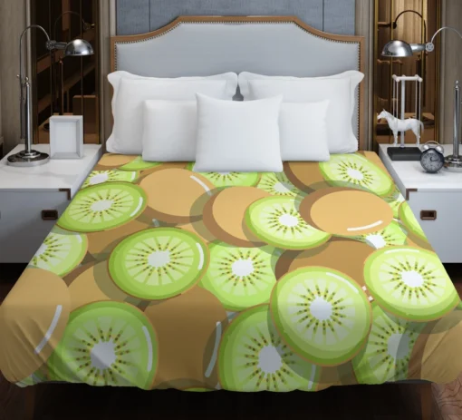 Kiwi Fruit Pattern Background Duvet Cover