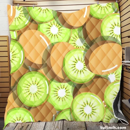 Kiwi Fruit Pattern Background Quilt Blanket