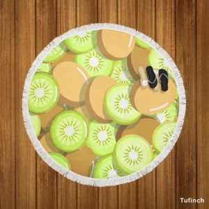 Kiwi Fruit Pattern Background Round Beach Towel