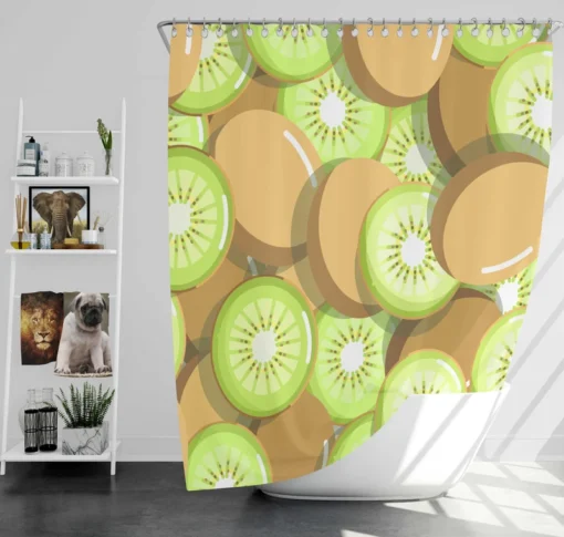 Kiwi Fruit Pattern Background Shower Curtain