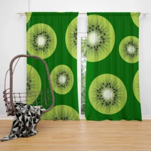 Kiwi Fruit Sliced In Green Curtain