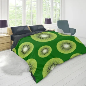 Kiwi Fruit Sliced In Green Duvet Cover 1