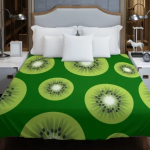 Kiwi Fruit Sliced In Green Duvet Cover