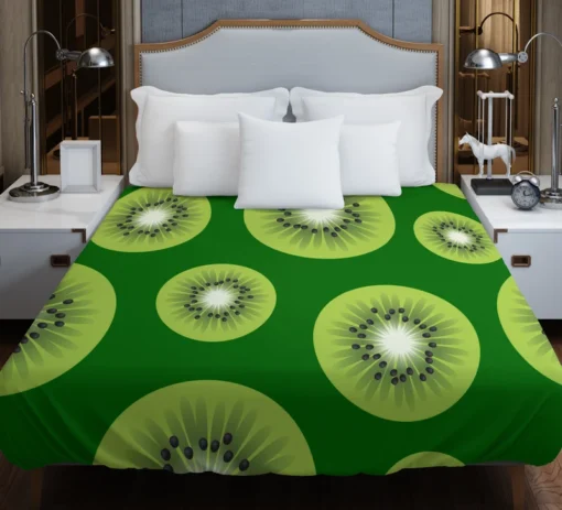 Kiwi Fruit Sliced In Green Duvet Cover