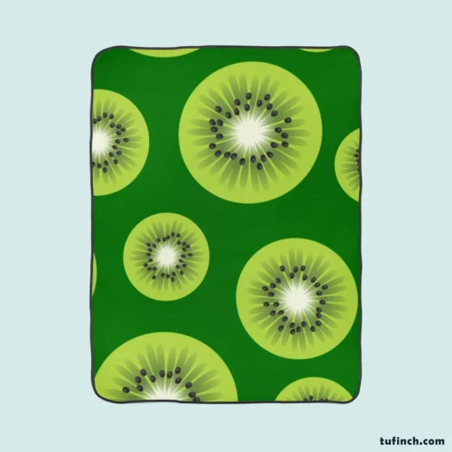 Kiwi Fruit Sliced In Green Fleece Blanket 1