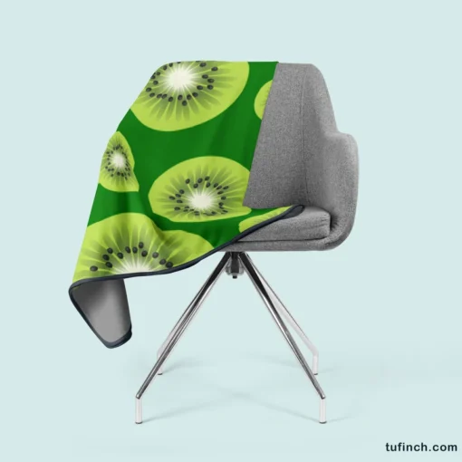 Kiwi Fruit Sliced In Green Fleece Blanket 2