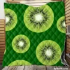 Kiwi Fruit Sliced In Green Quilt Blanket