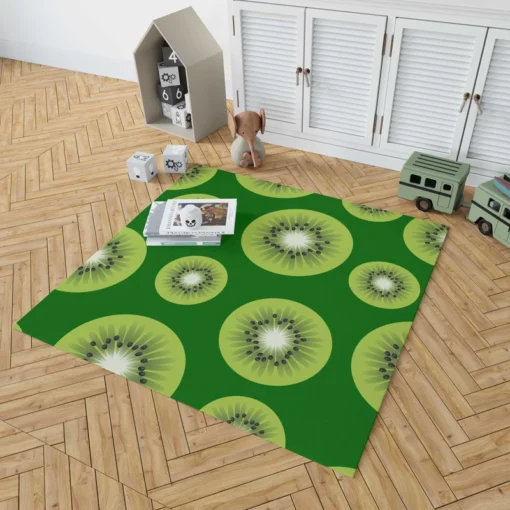 Kiwi Fruit Sliced In Green Rug 1