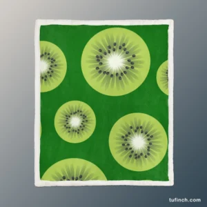 Kiwi Fruit Sliced In Green Sherpa Fleece Blanket 1