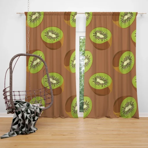 Kiwi Seed Green Background Curtain